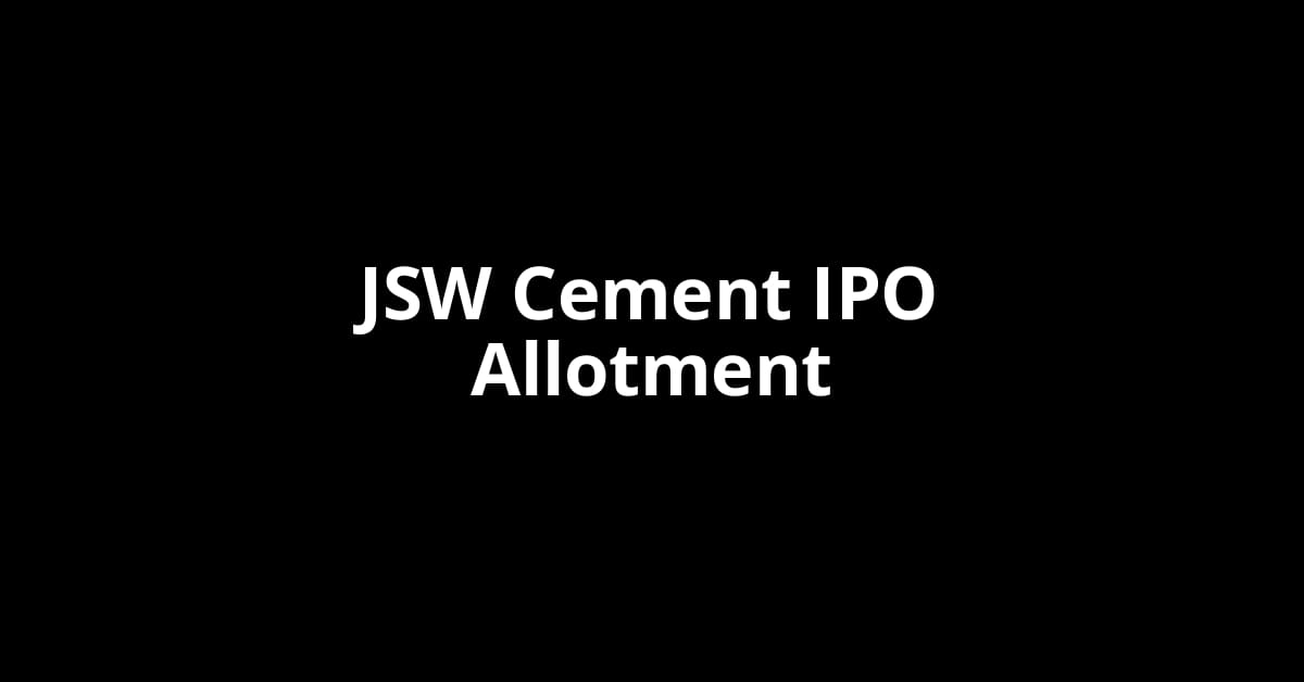 JSW Cement IPO Allotment Status
