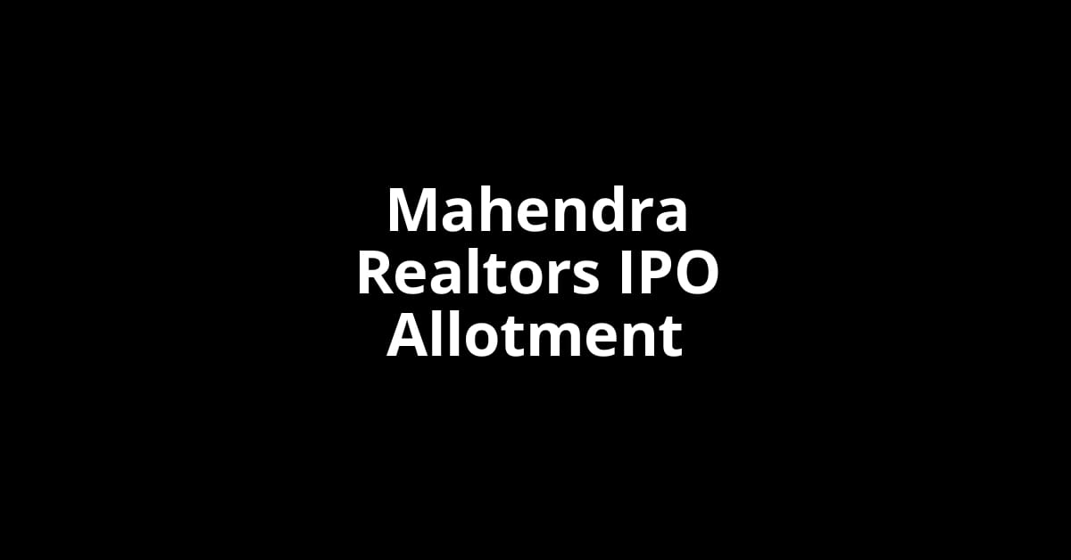 Mahendra Realtors IPO Allotment Status
