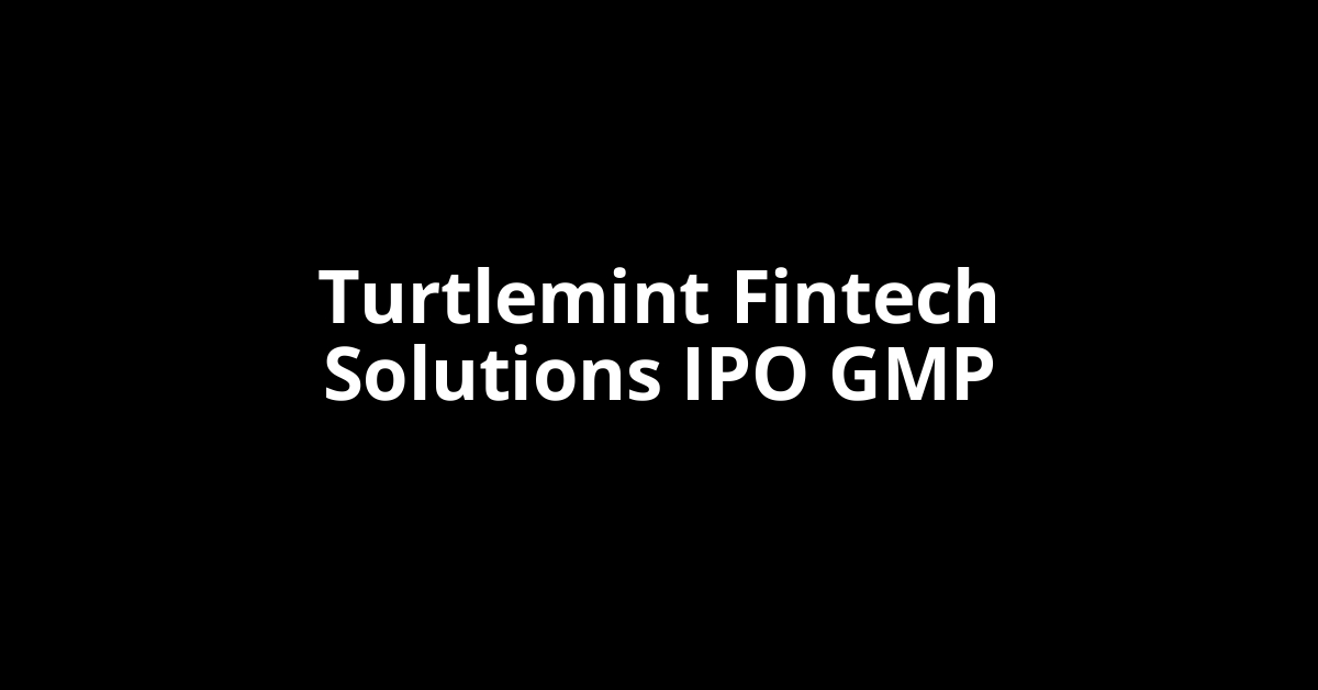 Turtlemint Fintech Solutions IPO GMP, Grey Market Premium Today